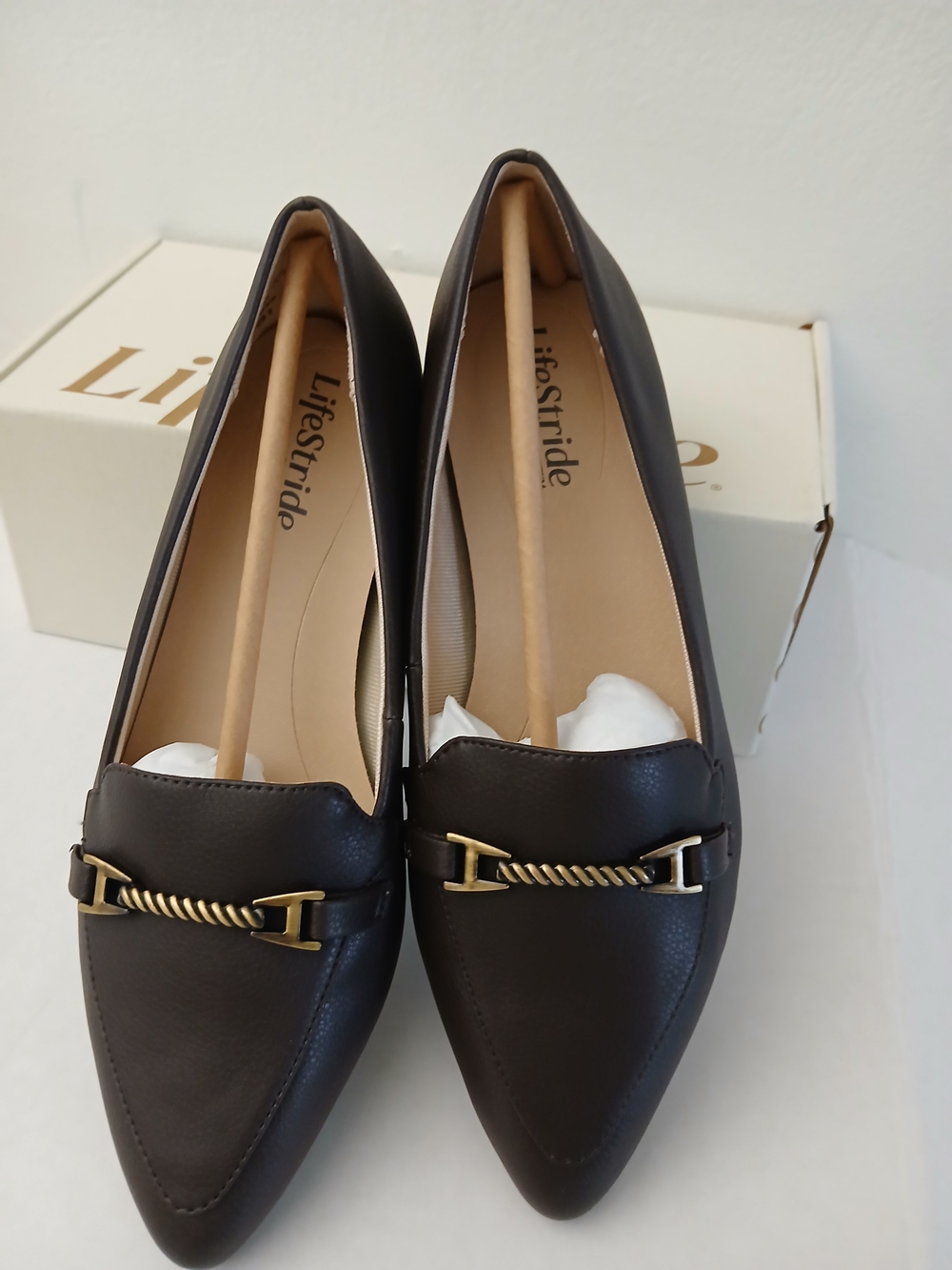 Life Stride Women's Dark Chocle Pointed Toe Loafers with Gold Accent $22 - Picture 8 of 10